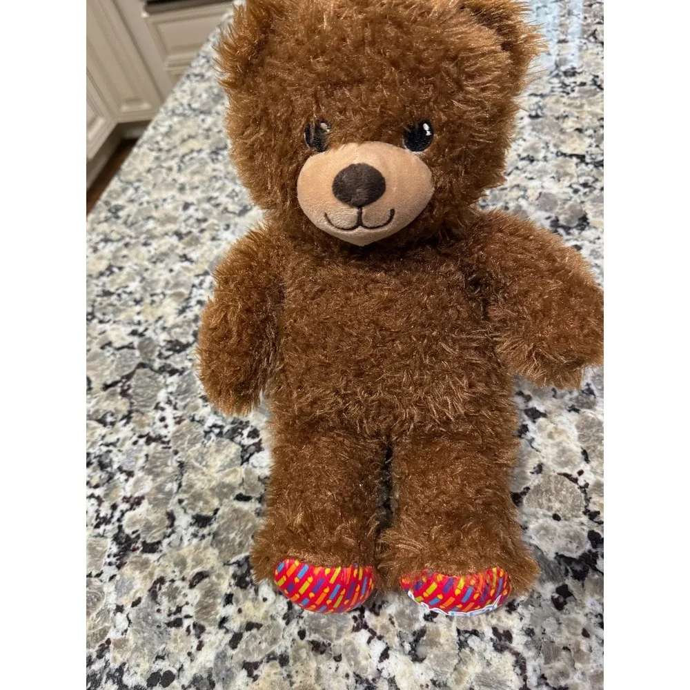 Build-A-Bear Workshop Happy Birthday Brown Plush Teddy Bear 16 Inch Shaggy Fur